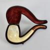 Australian tour of England 1884. Antique block Meerschaum Pipe in original ‘pipe shaped’ brown leather case lined with red velvet with clasp, hinged lid and brass hinges presented to an Australian reporter on the 1884 tour. Gilt inscription to the case re - 2