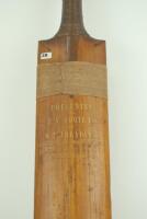 Aquila Clapshaw cricket bat 1875. An early cricket bat made by Clapshaw and exported to Australia The bat is typical of this period, the blade is slim and the back almost flat at the top, becoming slightly humped as it reaches the toe. The handle made fro