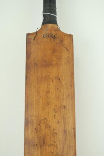 ‘Lady Isabella’s bat 1875’. Aquila Clapshaw cricket bat used by Lady Isabella Georgina Ketherine Cecil of Burghley House in Stamford, Lincolnshire, the daughter of William Cecil, 3rd Marquess of Exeter, and one of the leading lady cricketers of the day. T