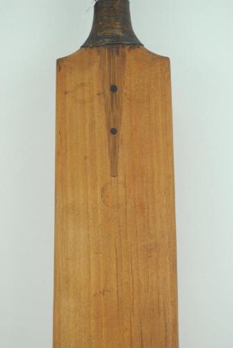 A Bartlett ‘Reprercussive’ cricket bat. An late 19th Century cricket bat made by J.D. Barlett of Waterloo Station, London and dating from around 1888. The bat is has a plugged splice the words ‘Bartlett’ and Waterloo’ are impressed to the back and below t