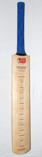 &lsquo;England v Australia npower Test Match 16th- 20th July 2009. England Squad&rsquo;. Full size Lord&rsquo;s autograph bat with printed title and players&rsquo; names, fully signed by all fourteen listed members of the England team. Signatures are Strauss (Captain), Bell, Bro