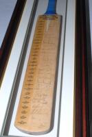 ‘Test Players Scoring Over 5000 Runs as at 1st June 1991’. Full size unbranded bat with title and players’ names to printed labels to face listing twenty nine Test cricketers to have achieved over 5000 career Test runs. Signatures include Sunil Gavaskar, 