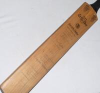 West Indies tour to England 1963. Full size Gray Nicholls ‘Crusader’ bat signed in ink to the face by seventeen members of the West Indies touring party and eleven ‘England Players 1963’. West Indies signatures include Worrell (Captain), Hunte, Solomon, V