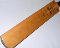 Lancashire and Nottinghamshire 1968. Ken Higgs Benefit year. Harrow size Slazenger Gradidge bat with stamp for ‘Jack Sharp, Liverpool’. Signed in ink to the face by twelve Lancashire and eleven Nottinghamshire players. Lancashire signatures include Bond (