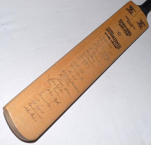 England v. Rest of the World 1970. Full size Stuart Surridge &lsquo;Standard Driver&rsquo; bat nicely signed in ink to the face by the eleven members of the England team and the eleven of the Rest of the World team for the 1970 &lsquo;Test&rsquo; series. England signatures are I