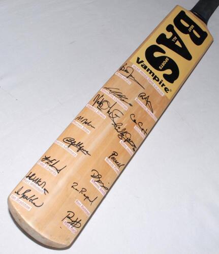 West Indies tour to South Africa 2003/04. Full size B.A.S. (Beat All Sports) &lsquo;Vampire&rsquo; bat, signed in thick black ink to the face by fifteen members of the West Indies touring party, each signature with printed player name below. Signatures are Lara (Capt
