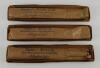 Gunn & Moore. Three Gunn & Moore miniature cricket bats with facsimile autographs printed to them. The teams are All India 1936, Australia v England 1936-37 Ashes and the West Indies team of 1939. Each bat is wrapped in original Gunn & Moore paper package - 3