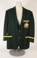 Peter John Parnell Burge. Queensland & Australia 1952-1968. ‘Australian tour of New Zealand 1967’. Australian dark myrtle green wool test blazer worn by Peter Burge during the Australian tour of New Zealand in February and March 1967. The blazer beautiful