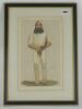 William Gilbert Grace. Gloucestershire & England 1865-1908. Original Vanity Fair colour chromolithograph of Grace wearing batting attitre and M.C.C. cap entitled ‚ÄòCricket’ and dated July 9th 1877 by artist SPY. Nicely mounted, framed and glazed, 13.5”x1