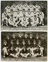 ‘The Australian Team 1926’. Two printed mono postcards of the Australian team, sitting and standing in rows, the postcards very similar but one is taken with blazers on and the other with blazers off. Both published by Bolland of St. Leonards on Sea. Post