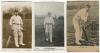 Clement &lsquo;Clem&rsquo; Hill. South Australia & Australia 1892-1923. Three postcards of Hill, one sepia, two mono, one real photograph and two printed. All in batting pose, publishers are Pictorial, Hartmann and Wrench. Some minor wear/damage to the image surface 