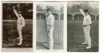 Albert ‘Tibby’ Cotter. New South Wales & Australia 1901-1914. Three mono postcards of Cotter all in bowling pose, one real photograph and two printed. Publishers are Bolland, Davidson Brothers 1909 and one unknown. Good condition