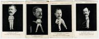 Sport Series ‘Australian Cricketers’ postcards circa 1909. Four mono caricature postcards from the series of Joseph Darling (South Australia & Australia 1893-1908) No. 2, Reginald Alexander Duff (New South Wales & Australia 1898-1908) No. 3, Sydney Edward