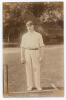 Samuel William Anthony &lsquo;Sam&rsquo; Cadman. Derbyshire 1900-1926. Original sepia real photograph postcard of Cadman standing full length at the wicket holding a ball and wearing cricket attire and cap. Hawkins & Co., Brighton. Postally unused. A nice image in ve