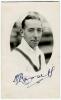 Arthur Lindsay Hassett. Victoria & Australia 1932-1953. Mono real photograph postcard of a youthful Hassett, head and shoulders in cameo, wearing Australian sweater 1938. Very nicely signed in black ink by Hassett. &lsquo;Autographed July 13th 1938&rsquo; to verso. P
