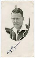 William A. ‘Bill’ Brown, New South Wales & Australia 1932-1950. Mono real photograph postcard of a youthful Brown, head and shoulders in cameo, wearing Australian sweater 1938. Very nicely signed in black ink by Brown. ‘Autographed July 20th 1938’ to vers