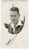 William A. &lsquo;Bill&rsquo; Brown, New South Wales & Australia 1932-1950. Mono real photograph postcard of a youthful Brown, head and shoulders in cameo, wearing Australian sweater 1938. Very nicely signed in black ink by Brown. &lsquo;Autographed July 20th 1938&rsquo; to vers