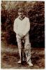 Louis Joseph Tancred. Transvaal, London County & South Africa 1896-1920. Excellent sepia real photograph postcard of Tancred, full length, wearing South African cap and holding a bat in front. The postcard nicely signed to image in black ink &lsquo;L.J. Tancre