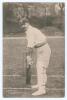 Harry Wrathall. Gloucestershire 1894-1907. Original mono real photograph postcard of Wrathall, full length at the crease in batting pose wearing Gloucestershire cap. Publisher unknown. Postally unused. Very good condition.