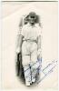 Eric Alfred Burchell Rowan. Transvaal, Eastern Province & South Africa 1929-1954. Excellent mono real photograph postcard of Rowan, full length, wearing South African cap and walking out to bat at Scarborough. The postcard nicely signed to image in blue i