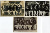 M.C.C. tour of Australia 1903-04. Three various team postcards from the tour, one sepia, two mono, one real photograph and two printed. Publishers are Broom, Bolland and Star Series. Mark to the top border and general wear to the Broom postcard, some wear