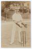 Joseph &lsquo;Joe&rsquo; Humphries. Derbyshire & England 1899-1914. Original sepia real photograph postcard of Humphries standing full length at the wicket wearing wicket-keeping attire and Derbyshire cap. Hawkins & Co., Brighton. Postally unused. Very good condition