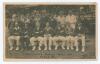 &lsquo;Colchester Cricket Week 1920. Essex XI&rsquo;. Original sepia postcard of the Essex team seated and standing in rows wearing cricket attire and assorted blazers and headgear. Players featured include Douglas, Gillingham, Dixon, Russell, Perrin, McGahey etc. Ph