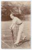 John William Henry Tyler &lsquo;Johnny&rsquo; Douglas. Essex & England 1901-1928. Original mono real photograph postcard of Douglas full length in batting pose at the wicket. Very nicely signed in black ink to the photograph by Douglas. Hawkins & Co., Brighton. Posta