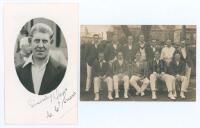 Cyril Cecil Smart. Warwickshire & Glamorgan 1920-1946. Original mono real photograph postcard of Smart, head and shoulders in cameo. Signed in ink to the lower border by Smart. Official stamp for A. Wilkes & Son, West Bromwich to verso. Very good conditio