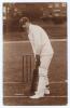 Thomas Langdon. Gloucestershire 1900-1914. Original mono real photograph postcard of Langdon, full length at the crease in batting pose wearing Gloucestershire cap. Foster of Brighton. Postally unused. Minor bumping to corners, otherwise in very good cond