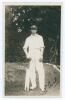 Ronald ‘Ronnie’ Aird. Hampshire & Cambridge University 1920-1938. Original mono real photograph postcard of Aird standing full length wearing cricket attire and Hampshire cap, leaning on his bat. Signed in black ink to the image by Aird. Publisher unknown