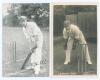 John Charlton ‘Jack’ Hubble. Kent 1904-1929. Two early postcards of Hubble wearing cricket attire and Kent cap. One, a mono postcard of Hubble in batting pose at the crease, nicely signed in black ink to the image by Hubble. Mockford of Tonbridge. The oth