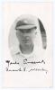 Frank Edward Woolley. Kent & England 1906-1938. Original real photograph postcard of Woolley, head and shoulders in cameo wearing Kent cap. Signed in black ink ‘Yours sincerely, Frank E. Woolley’ to front. Official stamp for A. Wilkes & Son, West Bromwich