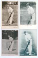 John Thomas ‘Johnny’ Tyldesley. Lancashire & England 1895-1923. Four early postcards of Tyldesley in batting poses wearing a Lancashire cap. Includes one real photograph postcard by W.H.S. & S., photo by Foster of Brighton, and three mono printed postcard