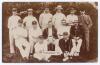 &lsquo;Nottingham XI&rsquo; c.1905. Early original sepia real photograph postcard of the Nottinghamshire team seated and standing in rows wearing cricket attire. Players featured include A.O. Jones (Captain), Oates, Iremonger, Hardstaff, Gunn etc. Foster of Brighton.