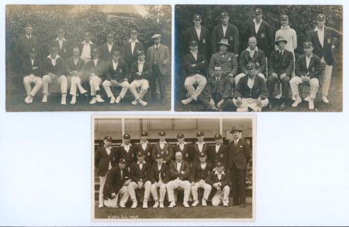 Nottinghamshire team postcards 1924 and 1928. Three mono real photograph postcards of Nottinghamshire teams including two for 1924, one by Nias of Brighton, the other unknown, and for 1928 (publisher unknown). Players depicted seated and standing in rows 