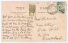 John Richmond Gunn. Nottinghamshire & England 1896-1925. Early colour postcard of &lsquo;John Gunn Batting&rsquo;, with a colour illustration of Gunn depicted in batting pose on a green background, with decorative &lsquo;Notts&rsquo; title and emblem above. Dainty series. Postma - 2