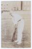 Lionel Charles Hamilton Palairet. Oxford University, Somerset & England 1890-1909. Early sepia real photograph postcard of Palairet standing full length at the crease in batting pose. Foster of Brighton. Postally unused. Some fading, otherwise in good/ ve