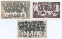 Surrey C.C.C. team postcards 1907-c.1912. Three early mono postcards for Surrey teams depicted seated and standing in rows wearing cricket attire. Includes one sepia real photograph postcard of the 1907 team with players’ names neatly annotated in black i