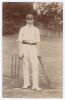 John Berry &lsquo;Jack&rsquo; Hobbs. Surrey & England 1905-1934. Excellent early sepia real photograph postcard of a youthful Hobbs standing full length at the wicket wearing cricket attire and Surrey cap, leaning on his bat. Foster of Brighton. Postally unused. A lo
