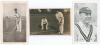 John Berry &lsquo;Jack&rsquo; Hobbs. Surrey & England 1905-1934. Sepia real photograph postcard of Hobbs in batting pose at the wicket, wearing Surrey cap, with keeper behind. Titled &lsquo;Jack Hobbs. At the wicket&rsquo;. Stamped to verso &lsquo;Dudman&rsquo; with annotated address, &lsquo;11 O