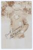 John William &lsquo;Bill&rsquo; Hitch. Surrey & England 1907-1925. Early sepia real photograph postcard of Hitch, three quarter length at the wicket, wearing Surrey cap and blazer. Nicely signed in black ink &lsquo;Yours sincerely, J.W. Hitch&rsquo;. Foster of Brighton. Postally