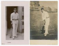 Thomas Walter Hayward. Surrey & England 1893-1914. Three early mono real photograph postcards of Hayward, fully length in various batting poses wearing cricket attire and Surrey cap. Publishers are Rival Photographic Series no. 1612, R. Thiele, and Rotary