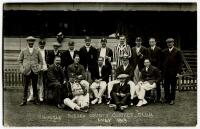 Sussex, Horsham 1913. Rarer mono real photograph postcard of the team standing and seated in rows with Herbert Chaplin, Captain to centre. The postcard by London & Counties Studios, Horsham. Postally used. Odd minor faults otherwise in good condition