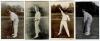 Albert Edward Relf. Sussex & England 1900-1921. Four postcards of Relf, one sepia, three mono, two real photograph and two printed. Two in batting pose, two bowling images, publishers are Foster Series, Hartmann, &lsquo;Famous Cricketers S.C., H&rsquo; and Star Serie
