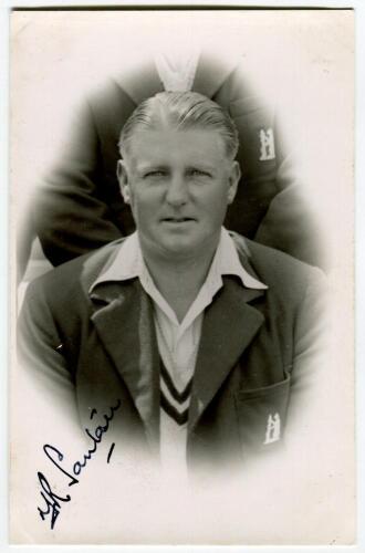 Sydney Santall. Warwickshire & London County 1894-1914. Mono real photograph postcard of Santall, head and shoulders in cameo, wearing Warwickshire sweater and blazer 1940. Very nicely signed in black ink by Santall. ‘April 18th 1940’ handwritten to verso