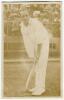 Robert Elliott Storey ‘Bob’ Wyatt. Warwickshire, Worcestershire & England 1923-1957. Mono real photograph postcard of Wyatt, full length, wearing Warwickshire cap, and in batting pose at the wicket. Nicely signed in black ink by Wyatt. The signature appea - 3