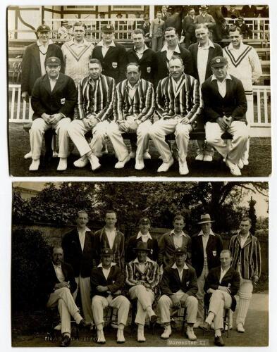 Worcestershire 1920’s. Two real photograph postcards of two Worcestershire teams, standing and seated in rows from the 1920’s, one marked to back 1929. Publishers are E.J. Homer, photographers of Worcestershire and Nias of Brighton. Qty 2. Good condition