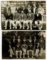 Worcestershire 1920’s. Two real photograph postcards of two Worcestershire teams, standing and seated in rows from the 1920’s, one marked to back 1929. Publishers are E.J. Homer, photographers of Worcestershire and Nias of Brighton. Qty 2. Good condition