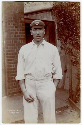 Ernest William Bale. Surrey & Worcestershire 1904-1920. Excellent sepia real photograph postcard of Bale, three quarter length, wearing Worcestershire cap. Hawkins of Brighton postcard. A lovely image. Good/very good condition